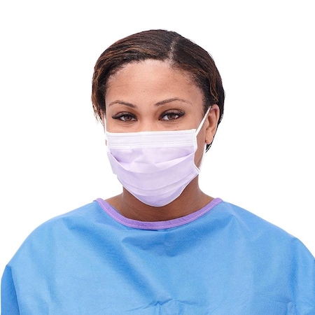 Medline ASTM Level 3 Procedure Face Mask with Ear Loops, Purple, 50PK NON27412ELZ