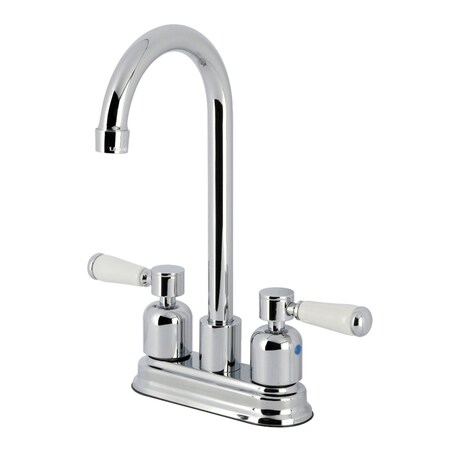 Kingston Brass Double-Handle 4" Centerset High-Arc Bar Faucet, Polished Chrome FB8491DPL
