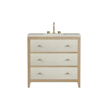 James Martin Vanities Celeste 36" Single Vanity, Sunwashed Oak with Embossed Shagreen, w/ 3 CM Siberian Silestone Top D604-V36-SHG-3SFR