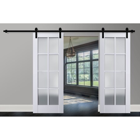 Sartodoors Sturdy Double Barn Door White Solid Core Modern Interior VEREGIO7412DB-WS-36