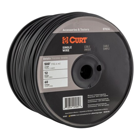 Curt Automotive Primary Wire, Black 500' Spool 57034