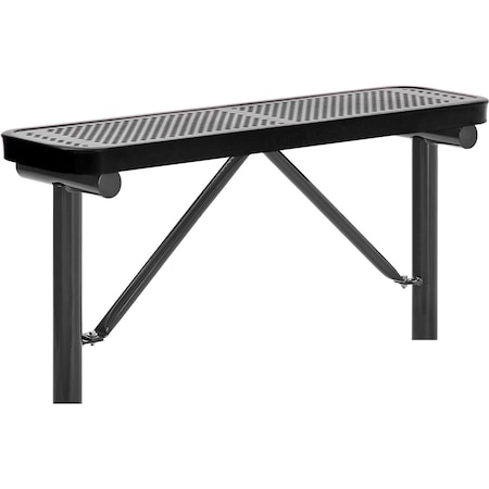 Global Industrial 4' Outdoor Steel Flat Bench, Perforated Metal, In Ground Mount, Black 695742IBK
