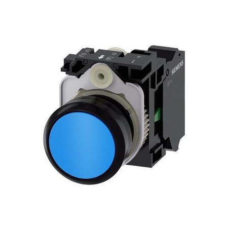 Siemens Pushbutton, 22 mm, round, plastic, blue, pushbutton, flat, momentary 3SU1100-0AB50-3BA0