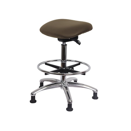 Blue Ridge Ergonomics Vinyl Sit-Stand Chrome-Standing Height with Chrome Foot Ring Stat Glides in Taupe Supernova Vinyl VSTSS-CR-CF-RG-8809