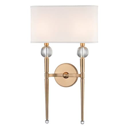 Hudson Valley Lighting Rockland 2 Light Wall Sconce 13 In. Aged Brass 8422-AGB