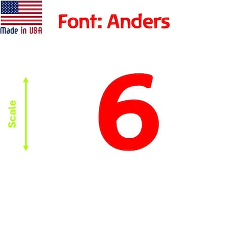 Aacc Self-Adhesive Vinyl Number: 6, Size: 22 in. Color: Red Font: Anders, 8PK AACC-Anders-N6-Red-I22x8