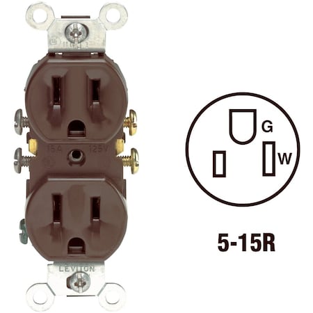 Leviton 15A Brown Shallow Grounded 5-15R Duplex Outlet S10-05320-00S