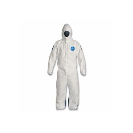 Dupont Tyvek 400D Coveralls with Attached Hood, Blue/White, Large 251-TD127SWBLG0025CM