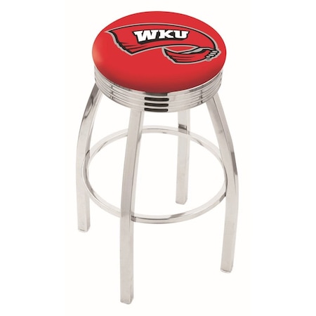 Holland Bar Stool Co 25" Chrome Western Kentucky Swivel Bar Stool, Accent Ring L8C3C25WestKy