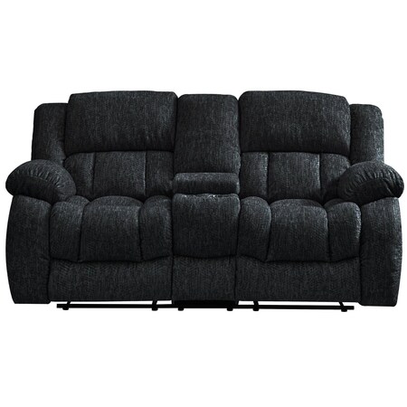 Homeroots 77" Black Manual Reclining Loveseat With Storage 561561