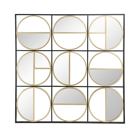 Homeroots 36" Black and Gold Square Iron Framed Accent Mirror 485109