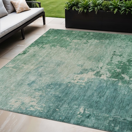 Homeroots 5' X 8' Emerald Abstract Washable Indoor Outdoor Area Rug 608233