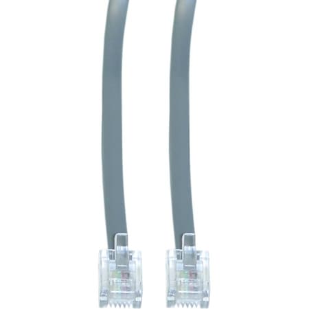 Cable Wholesale Telephone Cord (Voice), RJ11, 6P / 4C, Silver Satin, Reverse, 50 foot 8101-64250