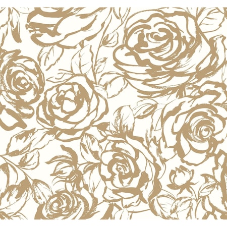 A-Street Prints Nelda Gold Rose Wallpaper 4135-72708