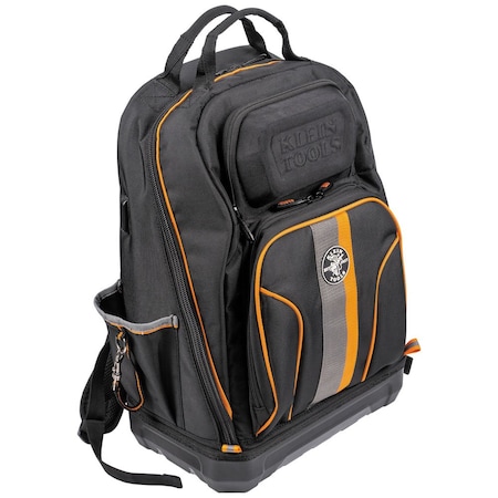 Klein Tools Tool Backpack, Black/Orange, 1680d Ballistic Weave Body; Hard Molded Polypropylene Bottom 62800BP