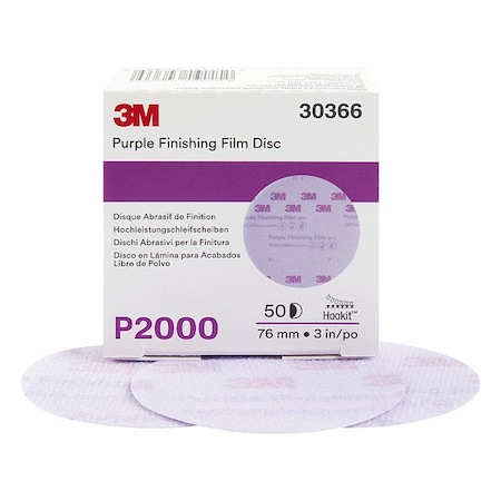 3M Finishing Film Abrasive Disc, Aluminum Oxide, P2000 Grit, Coated Type, 260L 7100122772