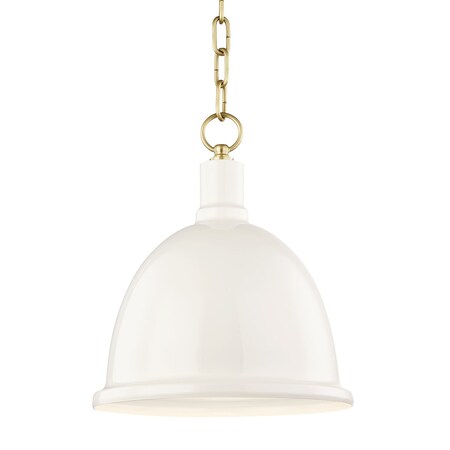 Mitzi Blair 1 Light Pendant 11 In. Aged Brass/Cream H238701S-AGB/CR