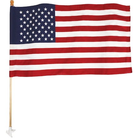 Valley Forge 2.5 Ft. x 4 Ft. Polycotton American Flag & 5 Ft. Pole Kit AA99050