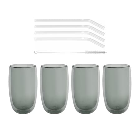 Zwilling Sorrento 8-pc Double-Wall Latte Glass and Straw Set 1010857
