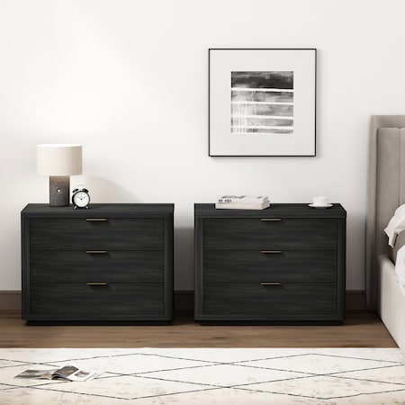 Manhattan Comfort Evelyn 32in Nightstand 4.0 in Charcoal Grey - Set of 2 2-NS014-CH