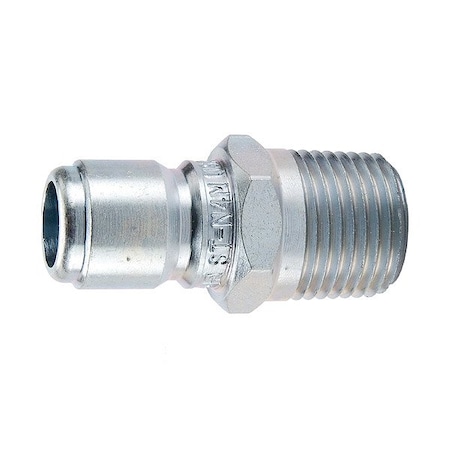 Parker Non-Valved Nipple, Steel Body, Push-to-Connect Lock, 1/4"-18 Thread Size ST-N2M