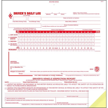 Jj Keller Simplified Drivers Logbook, Carbonless 8544
