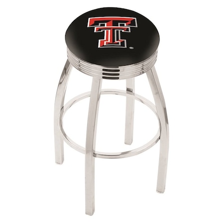 Holland Bar Stool Co 25" Chrome Texas Tech Swivel Bar Stool, Accent Ring L8C3C25TXTech