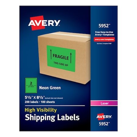 Avery Labels, Laser, 5-1/2, PK200 5952