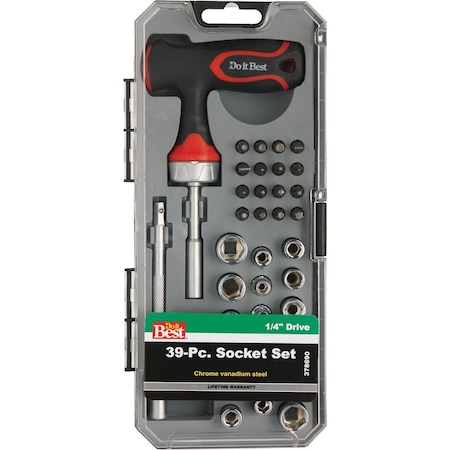 Do It Best Standard/Metric 1/4'' Drive 6-Point Shallow Socket Set, 39-Piece 378690