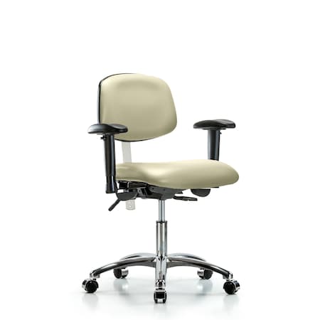 Blue Ridge Ergonomics Clean Room Chair Desk Chair, Vin, Chrm, AA, Casters, Wht, CL100, Adjustable Arms, 18" to 23" Height BR-NCR-VDHCH-CR-T0-A1-CC-8501