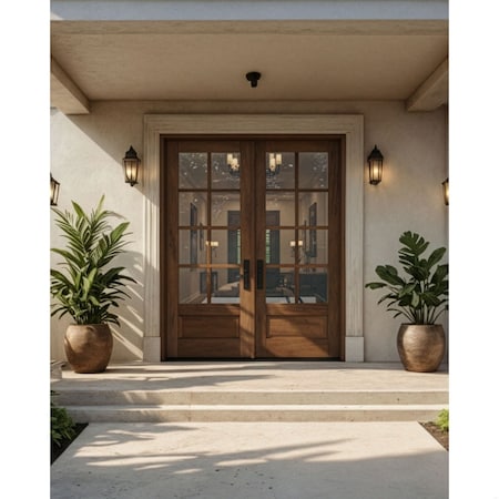 Doornmore G7506, 74.5" x 82" ( 2x36" Door) Right Hand, Mahogany SDL 6 Lite, 3/4 Lite Exterior Door G7506-SW-3680_2_RI