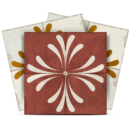 Homeroots 4" x 4" Brown And Gold Vinyl Arabesque Peel And Stick Removable Tiles 569312