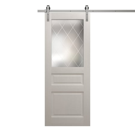 Sartodoors Modern Barn Door 28 x 80 inches, Ego 5011 Painted White Oak, 6.6FT Silver Rail Track Heavy Hardwar EGO5011BD-S-PWO-28