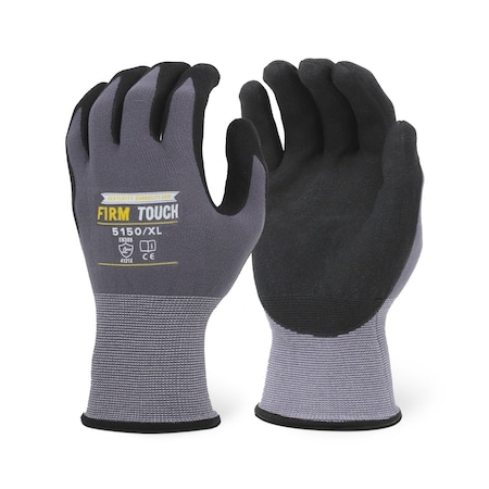 Firm Touch 15G Grey Nitrile Micro Foam Palm Coated Gloves, Durable, Dexterity S, 12PK 5150 S