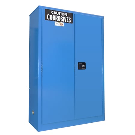 Securall Acid/Corrosive Storage Cabinet, 45 Gallon, 2 Shelves, 43 in W x 65 in H x 18 in D, Blue C145