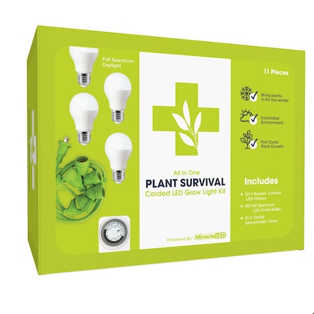 Miracle Led Keep'em Alive Plant Survival Grow Light Kit, 6.5KK Full Spectrum, 2PK 803407