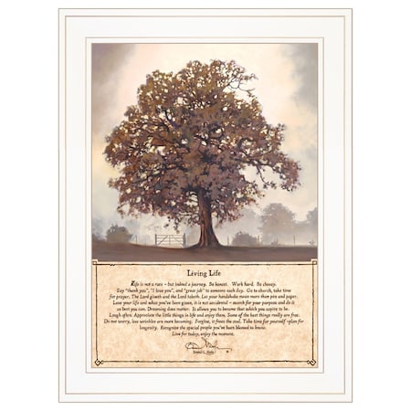 Homeroots Living Life 5 White Framed Print Wall Art 406462
