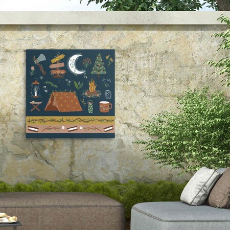 Trademark Fine Art Outdoor Canvas Art - Christine Rotolo 'Camping Gear' Wall Art for Patios, or Gardens ALI66122-OC1818WR