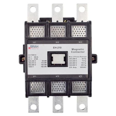 Brah Electric , Replacement 210A 600V 3P with 120VAC Coil for EH Series Contactor EH-210-30-22 BEH-210-30-22