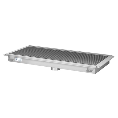 Koolmore 18''x42'' Floor Trough Drain, 14ga W/ Subway-Style Grating & Removable Drain Basket, NSF Listed, SS KM-FTG-1842