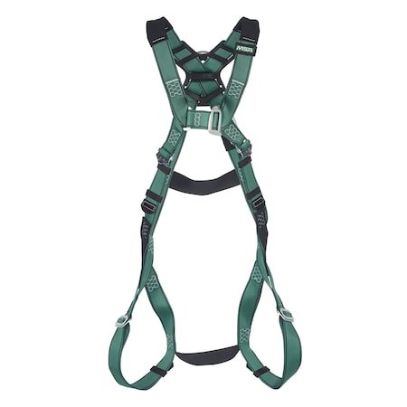 Msa Safety V-FORM Harness, M, 400 lb., Quick-Connect Chest/ Qwik-Fit Leg Straps, Back D-Ring 10197196