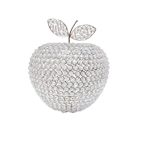 Homeroots 14" Silver Faux Crystal Apple Sculpture 383781
