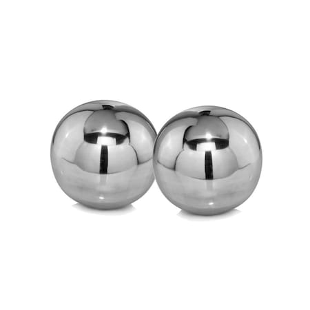 Homeroots Set of Two Silver Buffed Aluminum Decorative Orb Tabletop Sculpture, 2PK 383738