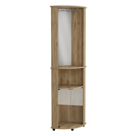 Homeroots 18in Light Brown Wood Corner Bar Cabinet With Two Doors 520578