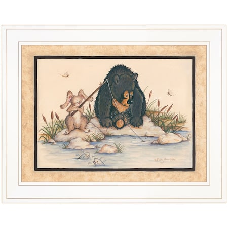 Homeroots Gone Fishing 1 White Framed Print Wall Art 405322