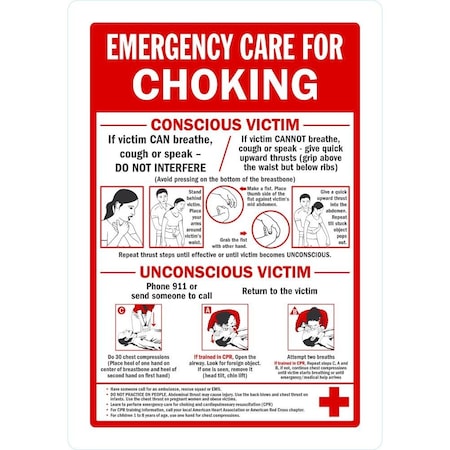 Lyle Emergency Care For Choking, Conscious Victim/ Unconsci, 3.5x5, Non-Reflective, White G-14614-ND_3.5x5