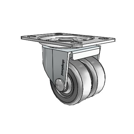 Shepherd Hardware 2'' Low Profile Swivel Plate Caster, Soft Rubber Dual Wheel, 180 lbs Cap C0020120ZN-SFR01-GG