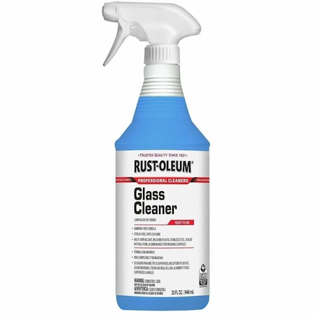 Rust-Oleum Professional Cleaners Liquid Glass Cleaner, 32 oz, Blue, Mild, Trigger Spray Bottle, 6 PK 352245