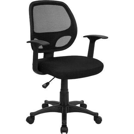 Flash Furniture Mesh Contemporary Chair, 17-1/4" to 22", Fixed Arms, Black LF-W-118A-BK-GG