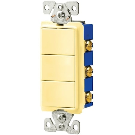 Eaton Wiring Devices Combination Switch, 15 A, 120277 V, SPST, Back Wire, Side Wire Terminal, Ivory 7729V-SP